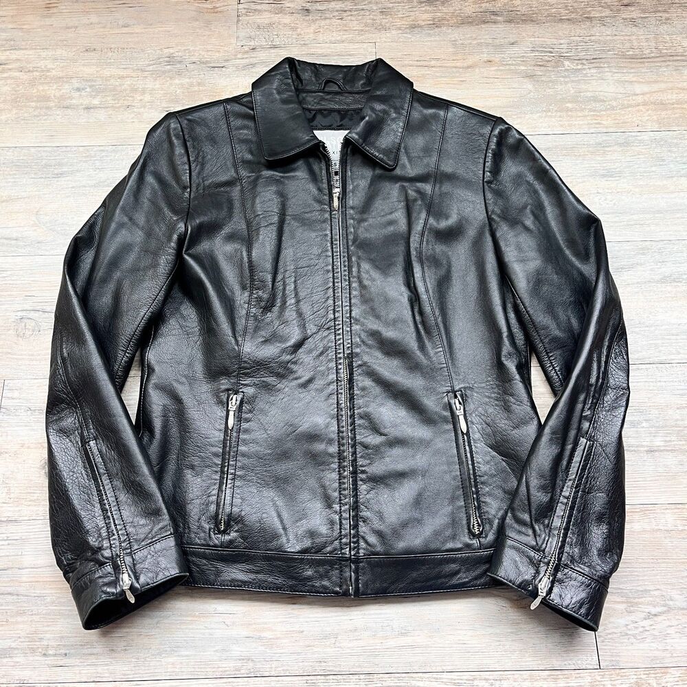 Wilson’s Leather Maxima Black Leather Jacket Small Thinsulate Lined Moto Biker